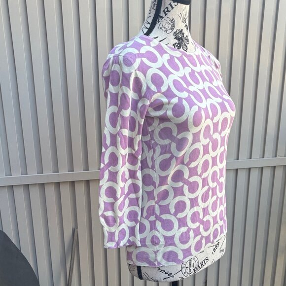 Vintage Coach 100% Cotton Purple and White Monogram C Logo Sweater Top - Picture 8 of 9